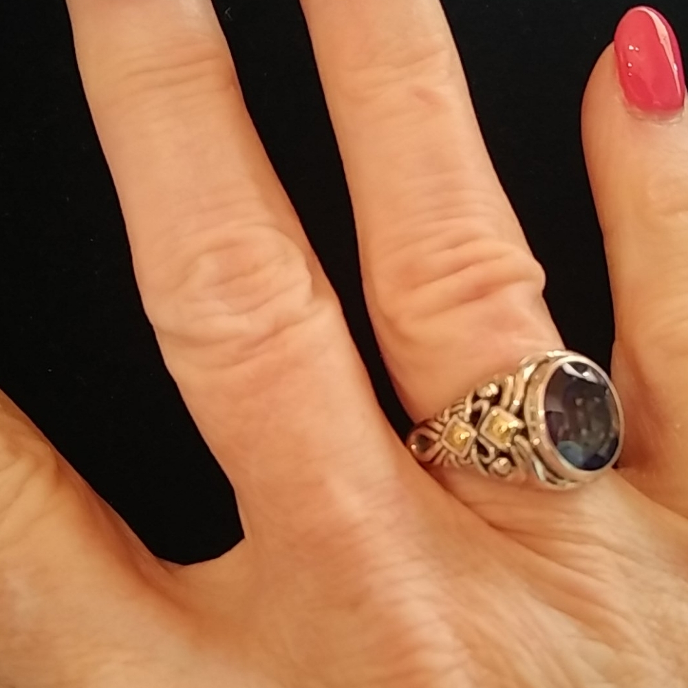 Bali Amethyst scrollwork ring